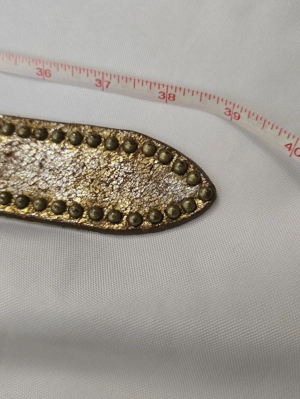 Western Cowgirl Leather Belt 39” Studded Rhinestone Statement Buckle Rodeo Boho